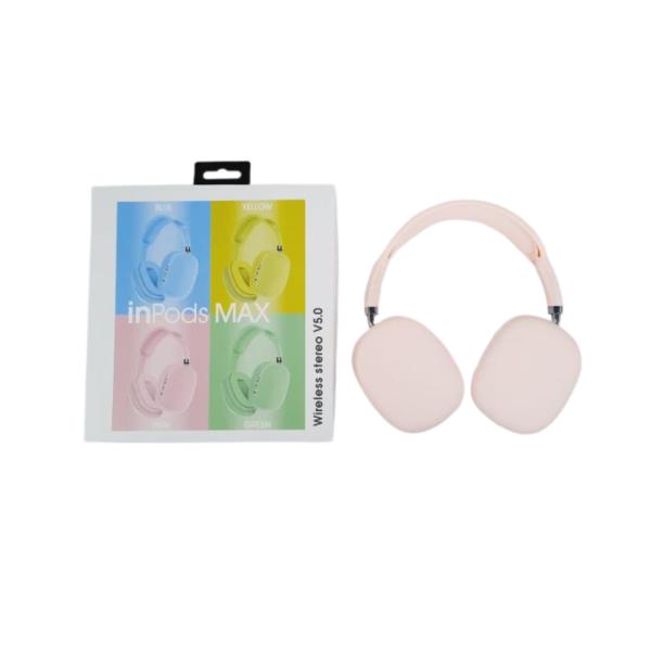 AUDIFONOS MANOS LIBRES BLUETOOTH STEREO MP3 INPODS MAX ROSA