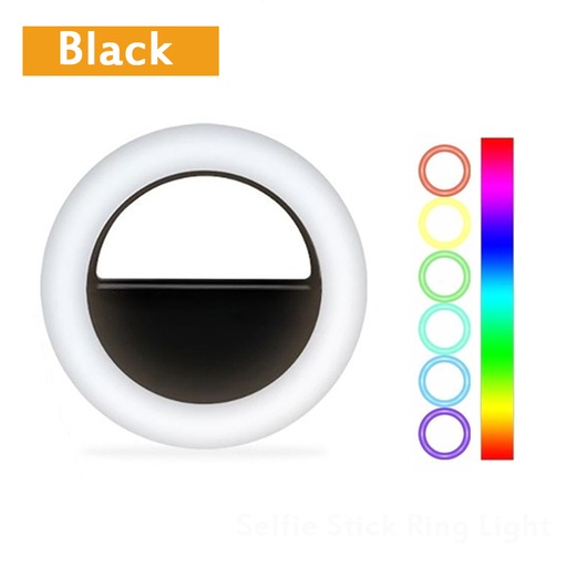 [TRITRI0025] ARO DE LUZ RECARGABLE PARA CELULAR DE 9CM RG-01 RGB MINI Negro