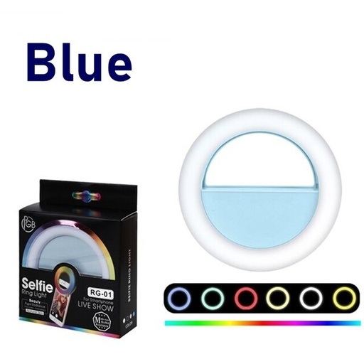 [TRITRI0027] ARO DE LUZ RECARGABLE PARA CELULAR DE 9CM RG-01 RGB MINI Celeste